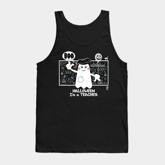 BOO Lady teacher dressed as a GHOST - cute Halloween Tank Top by ArtProjectShop